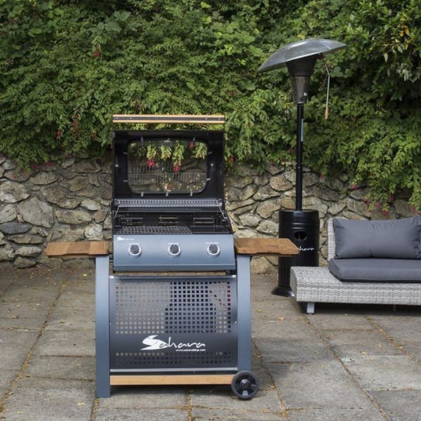SAHARA 3 Burner Oak BBQ Smokey Teal